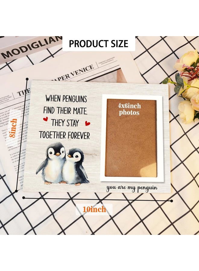 KLYTINK Penguin Gifts, Engagement Picture Frame, Wedding Gifts for Couple, Valentine's Gift for Him Her, Anniversary Couple Gifts, Penguin Love Gifts Photo Frame, fits 4x6 Photo, when Penguins Find Their Mate - Image 2