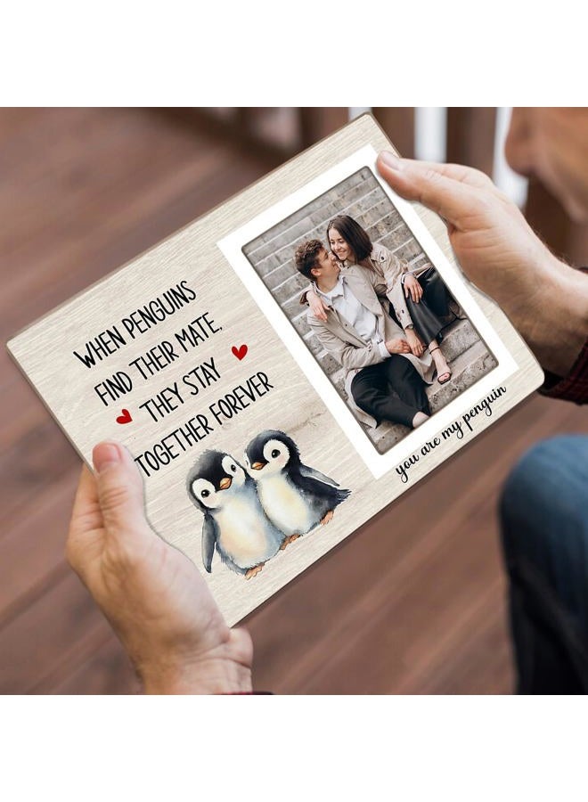 KLYTINK Penguin Gifts, Engagement Picture Frame, Wedding Gifts for Couple, Valentine's Gift for Him Her, Anniversary Couple Gifts, Penguin Love Gifts Photo Frame, fits 4x6 Photo, when Penguins Find Their Mate - Image 4