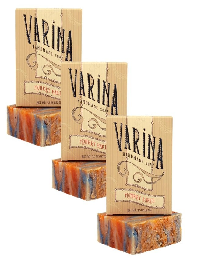 Varina Natural Monkey Farts Bar Soap - Gentle Cleansing for Sensitive Skin, Fruity - 3 Pack - Image 1