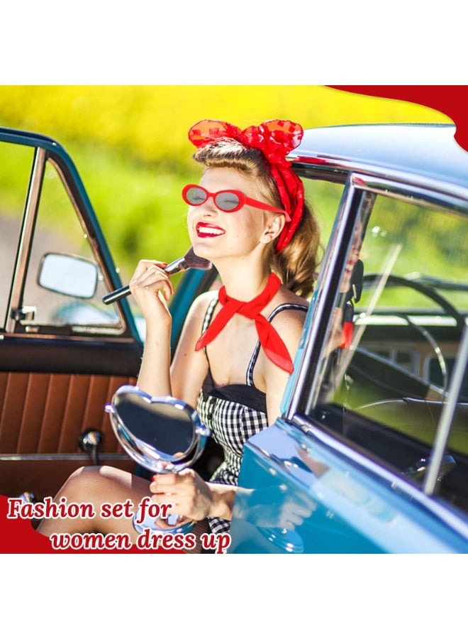 NajmStyle 4 PcsFrench Women Fancy Dress Costume Accessories Set, Red Beret, Scarf, Sunglasses and Gloves for Women,1950s Retro Costume Accessories Set for Women Girls Cosplay Party Supplies School Dress Up Day - Image 3
