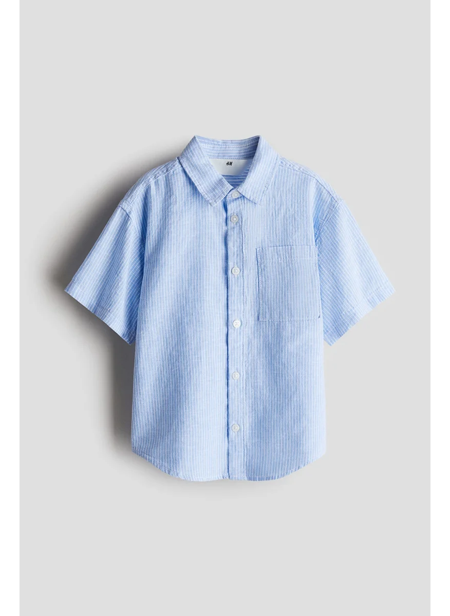 اتش اند ام Short-Sleeved Linen-Blend Shirt