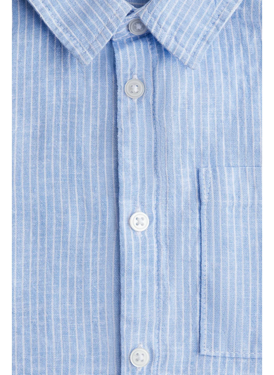 اتش اند ام Short-Sleeved Linen-Blend Shirt