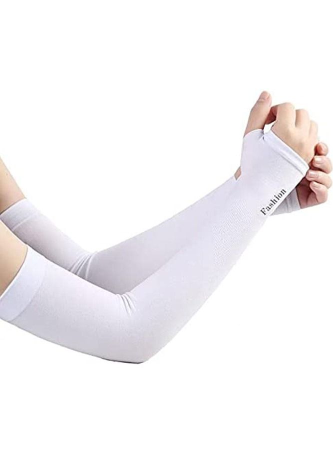 Generic SSYFashion Sunscreen Gloves Women and men Long Summer Sleeves anti-UV white arm Warmers Sleeves  - Image 1