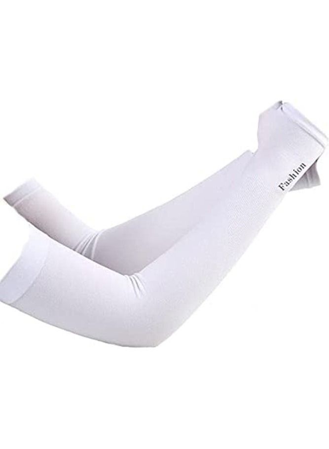 Generic SSYFashion Sunscreen Gloves Women and men Long Summer Sleeves anti-UV white arm Warmers Sleeves  - Image 3
