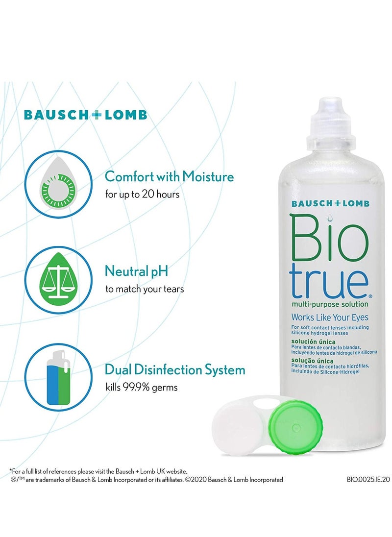 Biotrue - 2-Piece Bausch + Lomb Multi-Purpose Lens Solution With 2 Lens Cases 2x300ml - Image 1