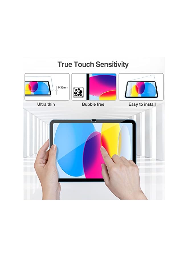 Procases عبوة واحدة من واقي الشاشة لجهاز iPad 10.9 الجيل العاشر 2022 A2696/A2757/A2777، واقي شاشة من الزجاج المقوى لجهاز iPad 10th Gen 10.9" إصدار 2022 - شفاف - Image 5