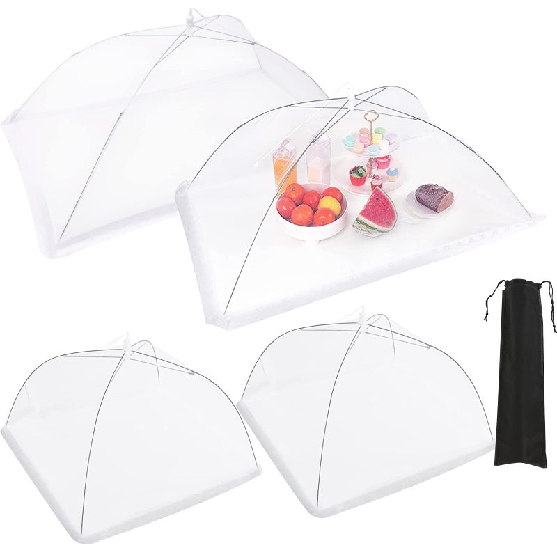 JULBEAR JULBEAR 4 Pcs Extra Large Mesh Food Cover Tent Umbrella Food Screen Covers for Outside Popup Mesh Reusable Food Nets for Parties Picnics Outdoor BBQs Collapsible 2 Pcs 40x24 2 Pcs 17x17 