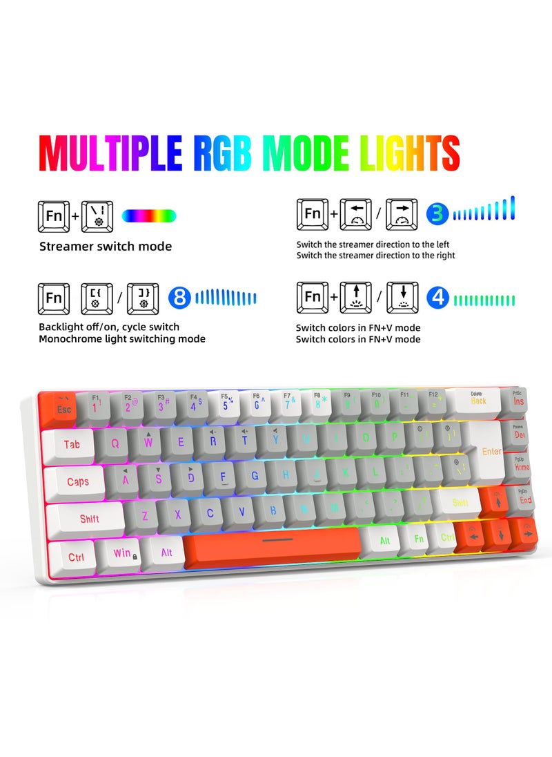 Rock Pow - ROCK POW 60% Wired Gaming Keyboard RGB Backlit Mini Keyboard Waterproof Small Ultra-Compact 68 Keys Keyboard for PC/Mac Gamer Typist Travel Easy to Carry on Business Trip WGO - Image 1