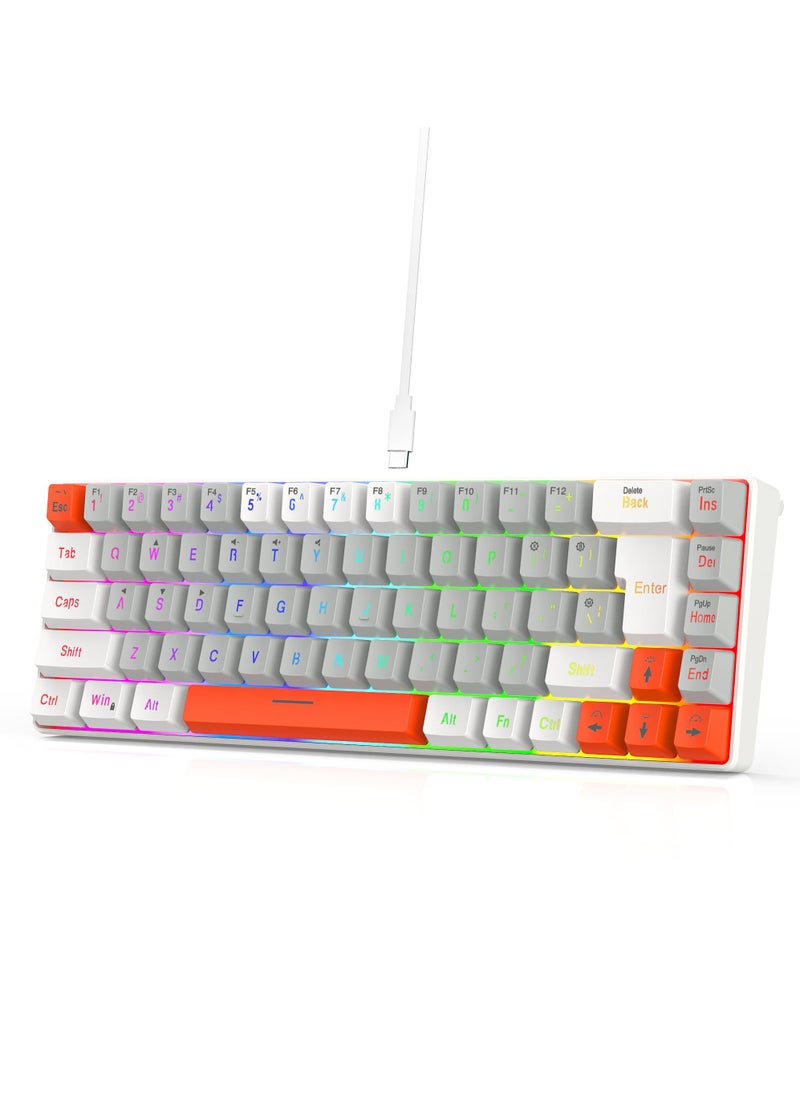 Rock Pow - ROCK POW 60% Wired Gaming Keyboard RGB Backlit Mini Keyboard Waterproof Small Ultra-Compact 68 Keys Keyboard for PC/Mac Gamer Typist Travel Easy to Carry on Business Trip WGO - Image 1