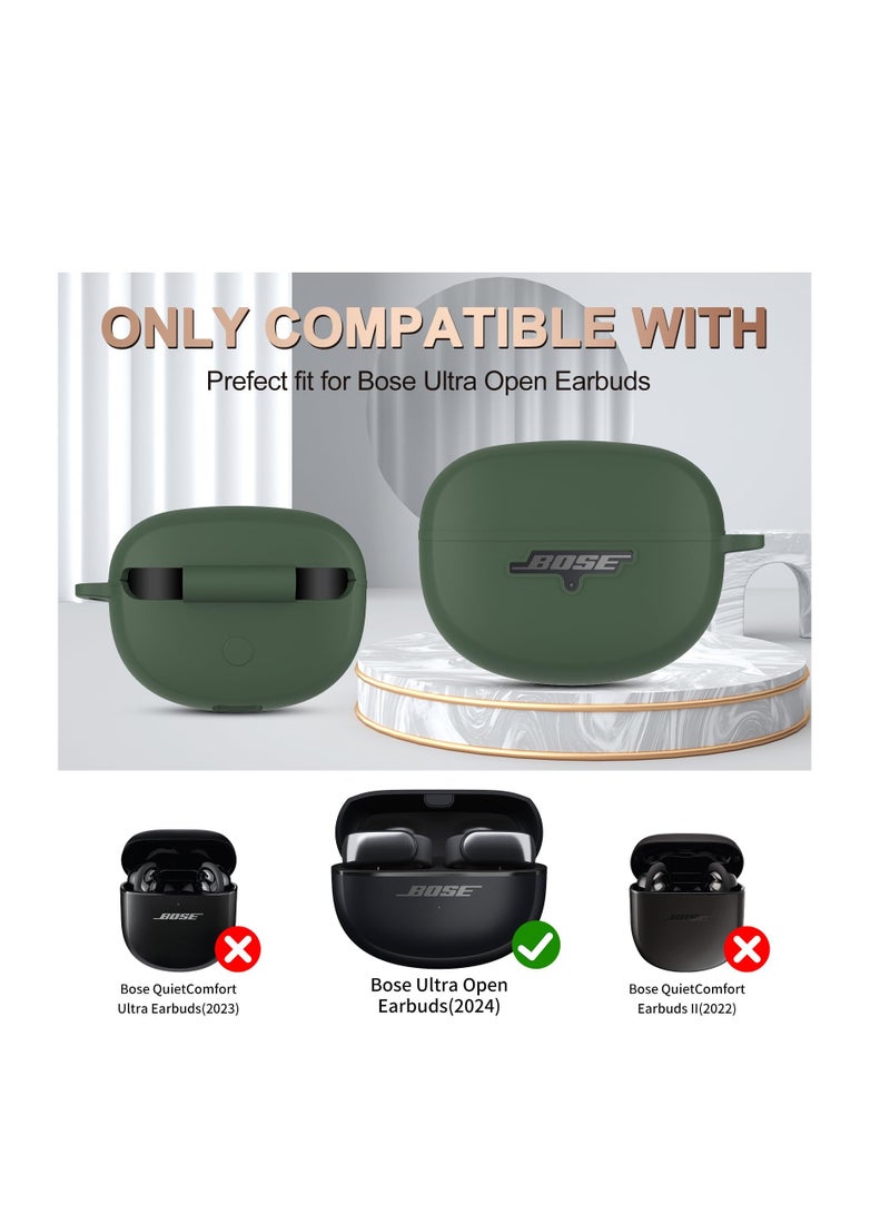Excefore غطاء سيليكون لسماعات Bose Ultra Open، غطاء ناعم مقاوم للصدمات وواقي بالكامل لسماعات Bose Open Ear اللاسلكية مع حلقة تثبيت، شعار LED أمامي مرئي، أخضر - Image 2