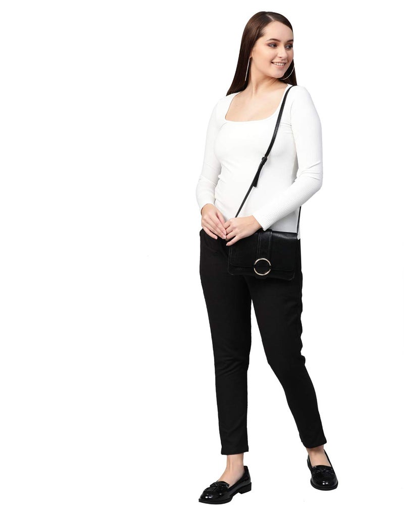 Yash Gallery Women's Plus Size Solid Cotton Slub Ankle Length Trouser Pant (Black, 3XL) | Fit Type: Regular Fit Mid Rise - Image 3