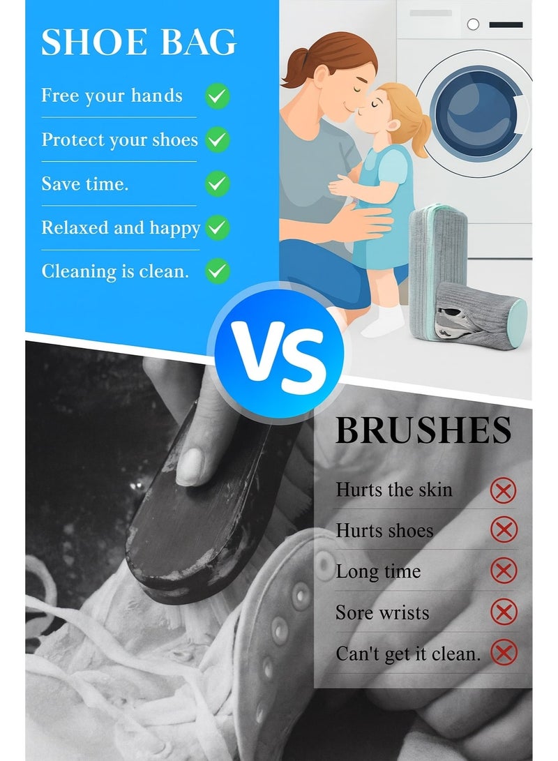 SR 2PCS Shoe Washing Bag for Washing Machine, Laundry Shoe Bag For Washer And Dryer, Reusable Shoe Washing Bag for All Shoe Types And Sizes (Gray) - Image 3