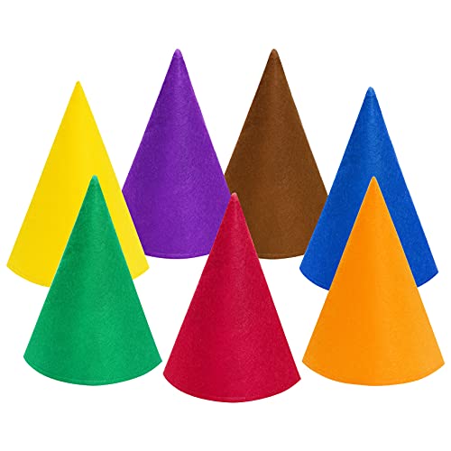 7 Packs Christmas Gnome Hats Felt Cone Dwarf Hats for Unisex Adults Teens Elf Hats for Halloween Party Supplies 7 Colors