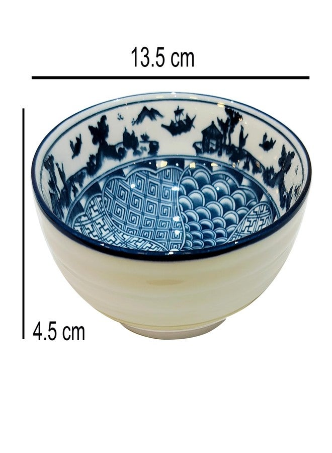 Lemon Tree Ceremic Printed Serving Bowl |Bowl for Snacks, Starters, Soups and Salads |Microwave & Dishwasher Safe Bowl (Set of 2, Dark Blue) - Image 3