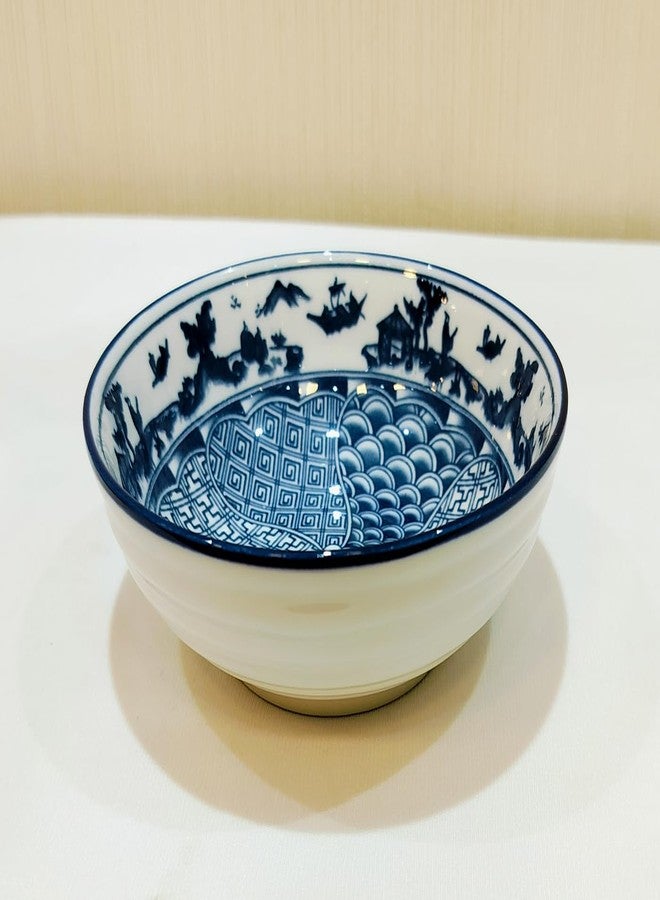 Lemon Tree Ceremic Printed Serving Bowl |Bowl for Snacks, Starters, Soups and Salads |Microwave & Dishwasher Safe Bowl (Set of 2, Dark Blue) - Image 2