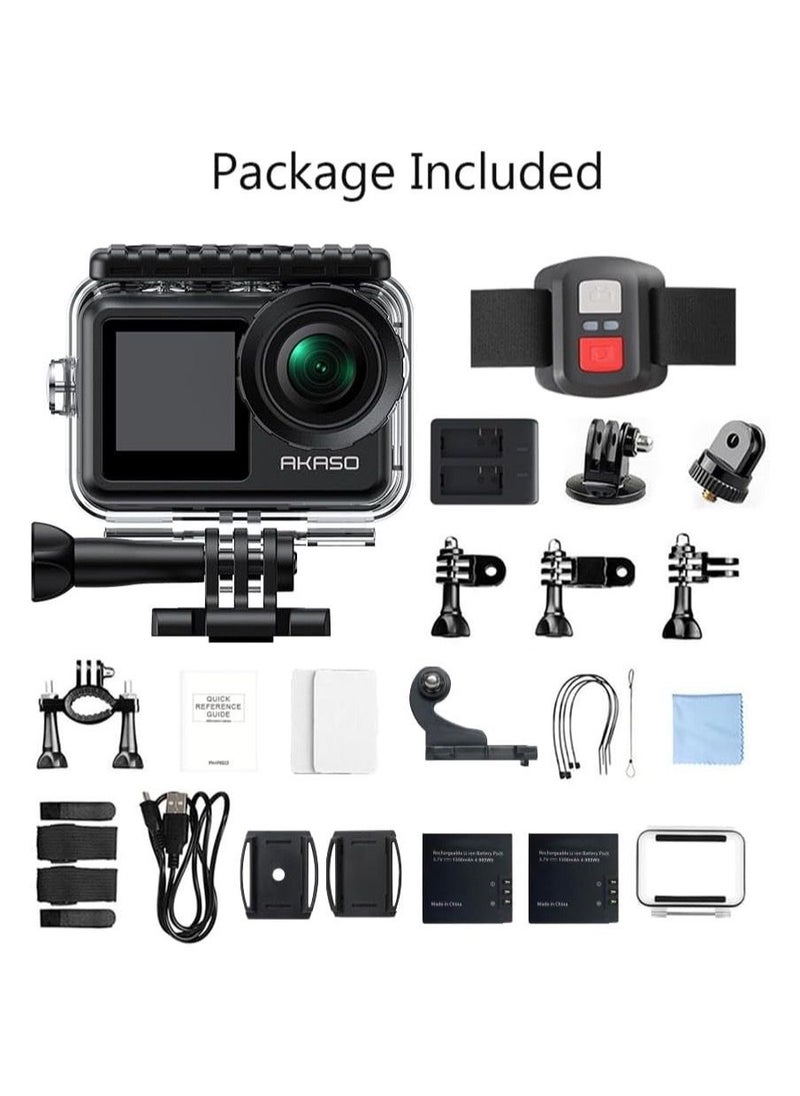 Akaso - AKASO Brave 7 LE 4K30FPS 20MP WiFi Action Camera with Touch Screen Vlog Camera EIS 2.0 Remote Control 131 Feet Underwater Camera with 2X 1350mAh Batteries Support External Microphone - Image 1