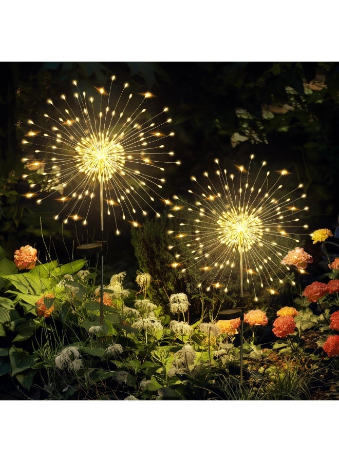 سولاكان مصابيح ألعاب نارية تعمل بالطاقة الشمسية للحديقة، 150 لمبة LED، قطعة واحدة، إضاءة دافئة – تصميم نجمي من سلك نحاسي قابل للتشكيل، 8 أوضاع إضاءة (تلقائي / موجي / مطاردة / تدرج / وميض / إضاءة ثابتة)، مقاومة للماء للاستخدام الخارجي في الحديقة والممرات وأحواض الزراعة والشرفات والتراسات - Image 1