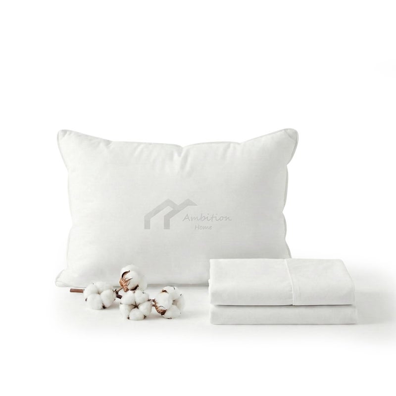 Ambition Home Toddler Travel Small Pillowcase 12x16 Inch White Solid Zipper Closer Pillow case Set of 2 PC Travel Pillow Cover 500 Thread Count 100% Egyptian Cotton Decorative Travel Pillow Cover - Image 1