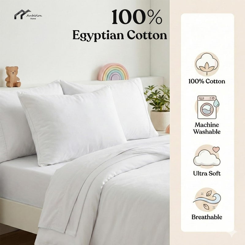 Ambition Home Toddler Travel Small Pillowcase 12x16 Inch White Solid Zipper Closer Pillow case Set of 2 PC Travel Pillow Cover 500 Thread Count 100% Egyptian Cotton Decorative Travel Pillow Cover - Image 4