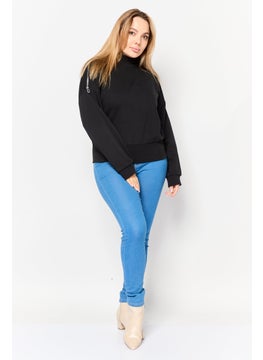 HUGO by Hugo Boss Women Crew Neck Long Sleeve Solid Sweatshirt, Black  - Image 2