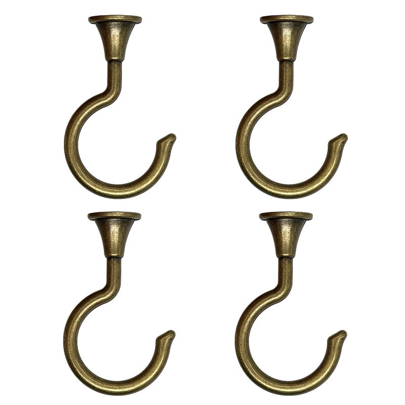Evsteluo Large Swag Hooks For Ceiling - Heavy Duty Hooks For Hanging Plants And Chandeliers  Ideal For Cavity Wall Fixing And Ceiling Installation (4  Antique Brass) - Image 1