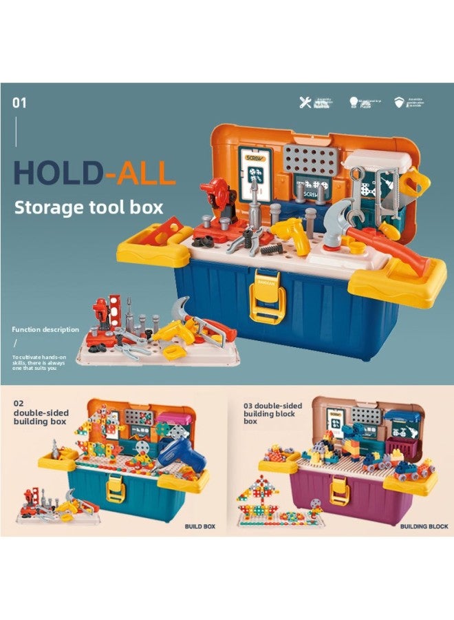 Children Play House Twist Screw Assembly Toy Storage Suitcase Assembly Disassembly Tool Building Blocks Direct Sales-Color:【Battery】 Double-sided Screw Building Block Toolbox + Electric Drill - Image 3