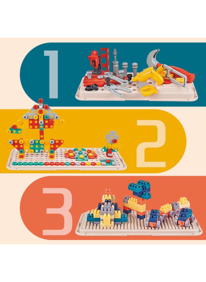 Children Play House Twist Screw Assembly Toy Storage Suitcase Assembly Disassembly Tool Building Blocks Direct Sales-Color:【Battery】 Double-sided Screw Building Block Toolbox + Electric Drill - Image 4