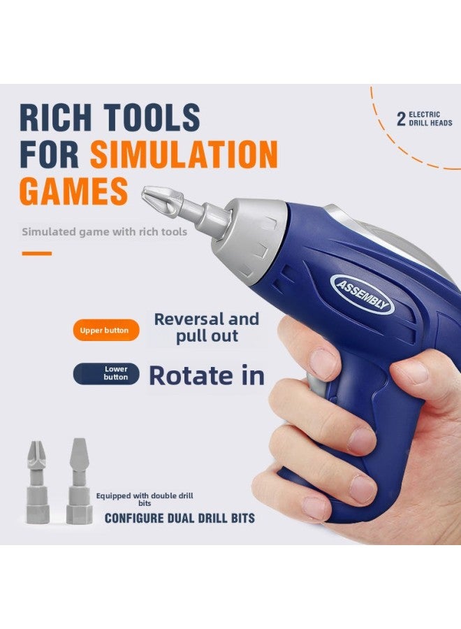 Children Play House Twist Screw Assembly Toy Storage Suitcase Assembly Disassembly Tool Building Blocks Direct Sales-Color:【Battery】 Double-sided Screw Building Block Toolbox + Electric Drill - Image 5