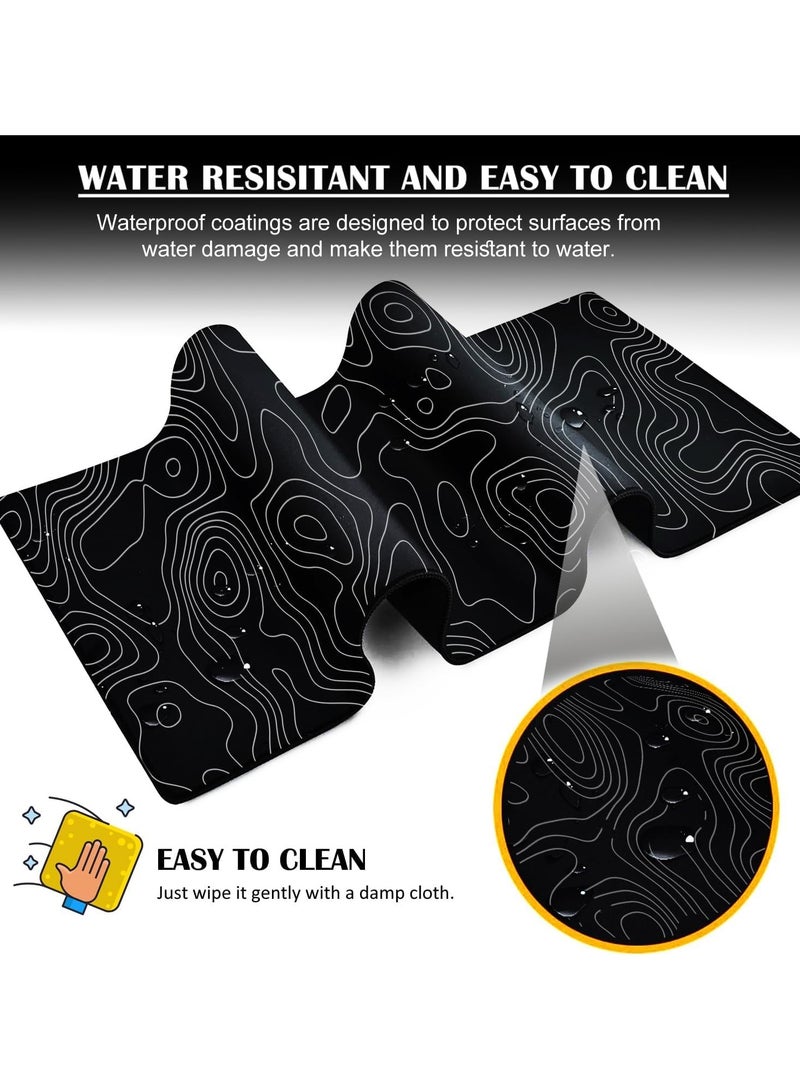 erorex Gaming Mouse Pad with Stitched Edges, 800x300x3mm, Extended Mousepad with Smooth Cloth Surface, Non-Slip Rubber Base, Waterproof Keyboard Pad, Black and White - Image 2