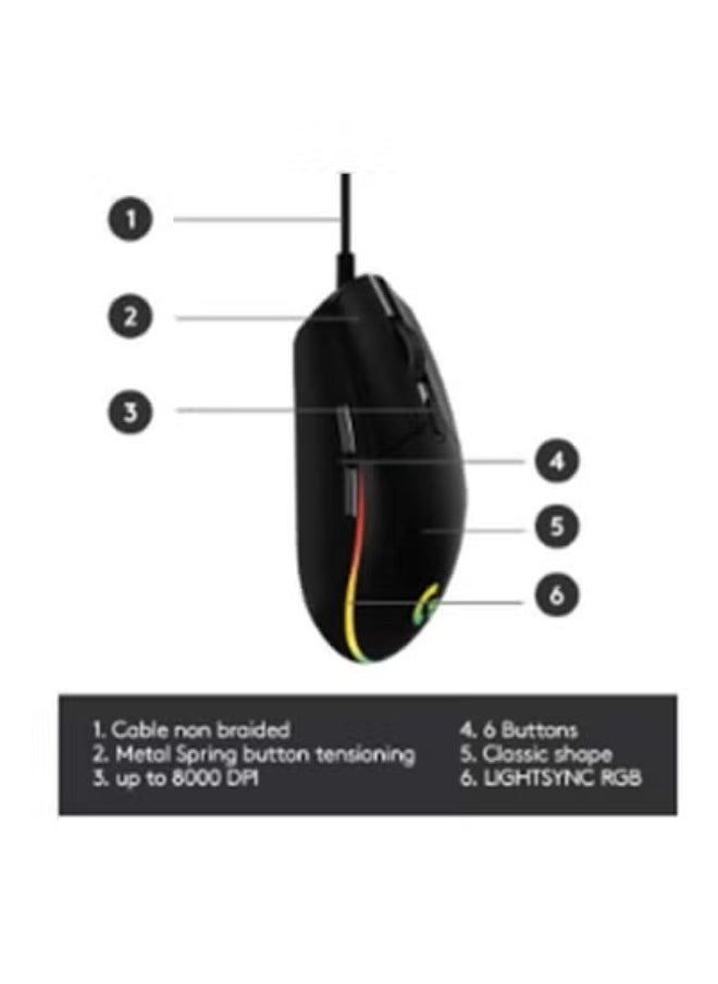 Logitech - Logitech G102 Light Sync Gaming Mouse with Customizable RGB Lighting, 6 Programmable Buttons Light Weight Black - Image 1