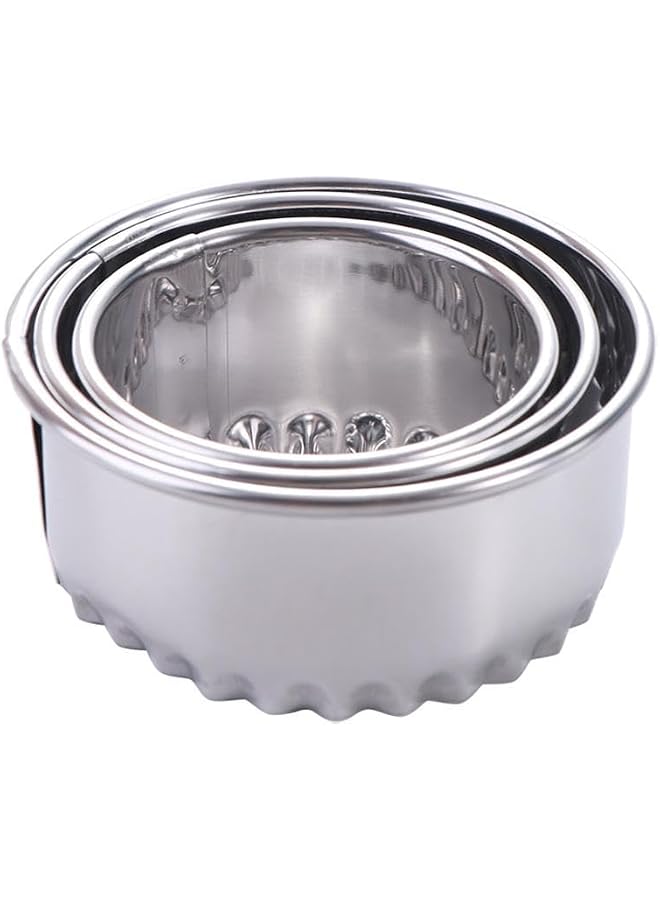 S-TOP Biscuit Cutters 3pcs/set DIY Multifunctional Stainless Steel Dumplings Wrapper Molds Dough Cutter Silver(wave edge) - Image 1