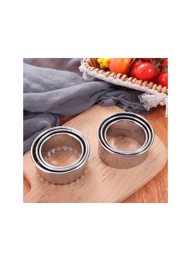 S-TOP Biscuit Cutters 3pcs/set DIY Multifunctional Stainless Steel Dumplings Wrapper Molds Dough Cutter Silver(wave edge) - Image 3