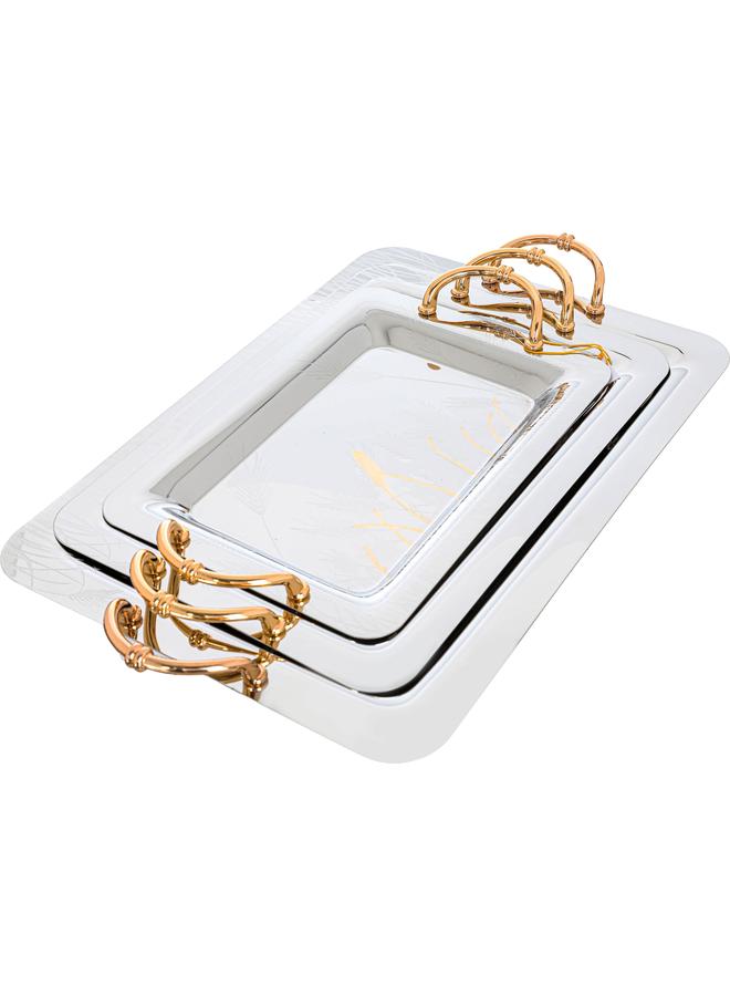 السيف  طقم أغطية فولاذية مستطيلة مكون من 3 قطع فضية - Image 1