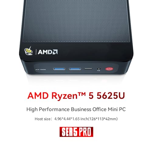 Beelink SER5 PRO Mini Desktop PC with AMD Ryzen 5 5625U 6C/12T, 16GB DDR4 480G NVMe M.2 SSD, Dual Display Output, WiFi 6, 2.5G LAN BT 5.2 W-11 PRO Mini Computer - Image 2
