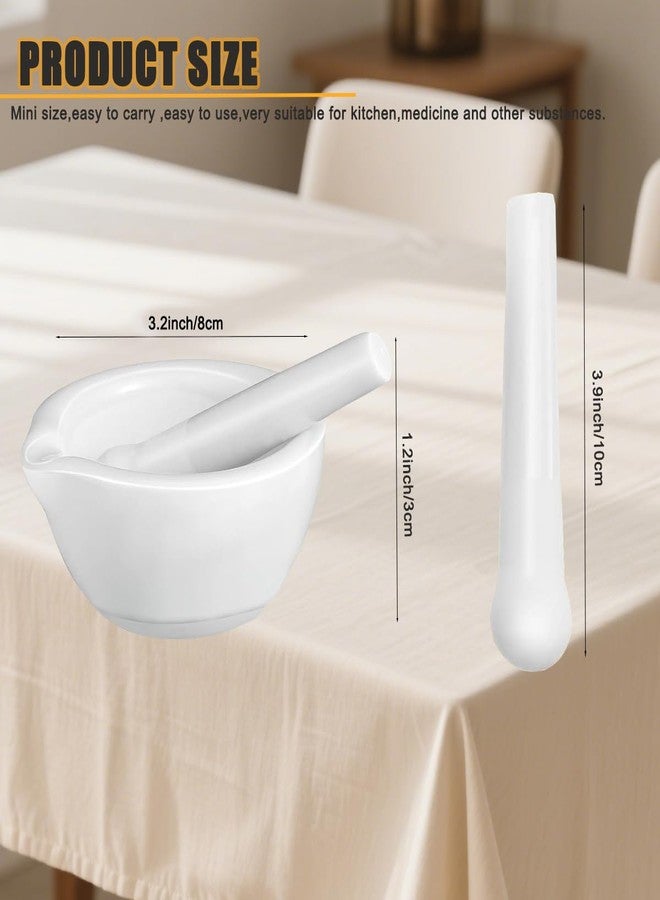 Hibucuo 3.2inch Ceramic Mortar and Pestle Set, Small Pill Crusher,Porcelain Grinding Bowls, Spice Mill Grinder Set, Ceramic Mixing Grinding Bowl Set, Include Brush and Stainless Steel Spoon - Image 2