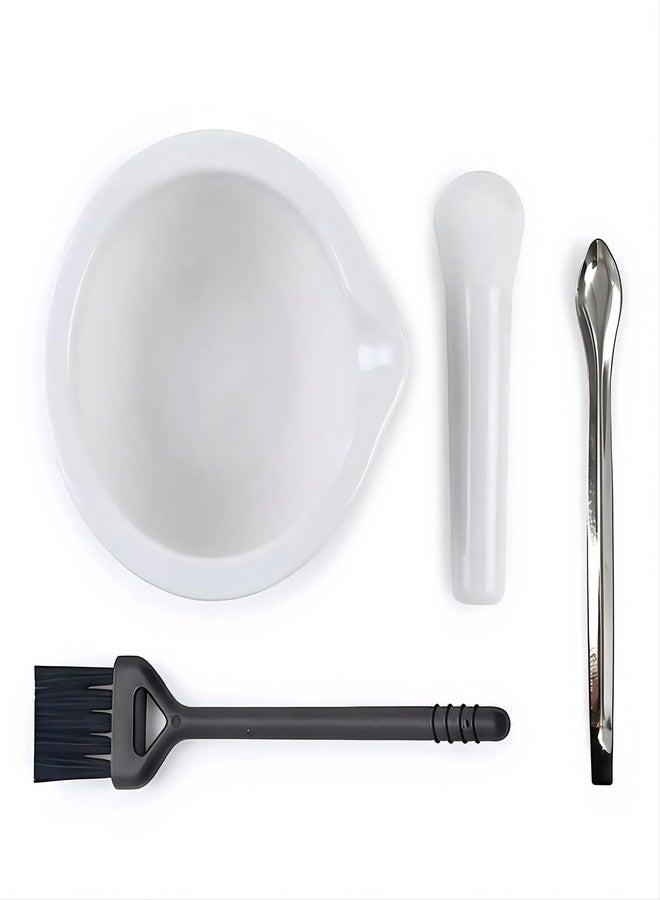 Hibucuo 3.2inch Ceramic Mortar and Pestle Set, Small Pill Crusher,Porcelain Grinding Bowls, Spice Mill Grinder Set, Ceramic Mixing Grinding Bowl Set, Include Brush and Stainless Steel Spoon - Image 3