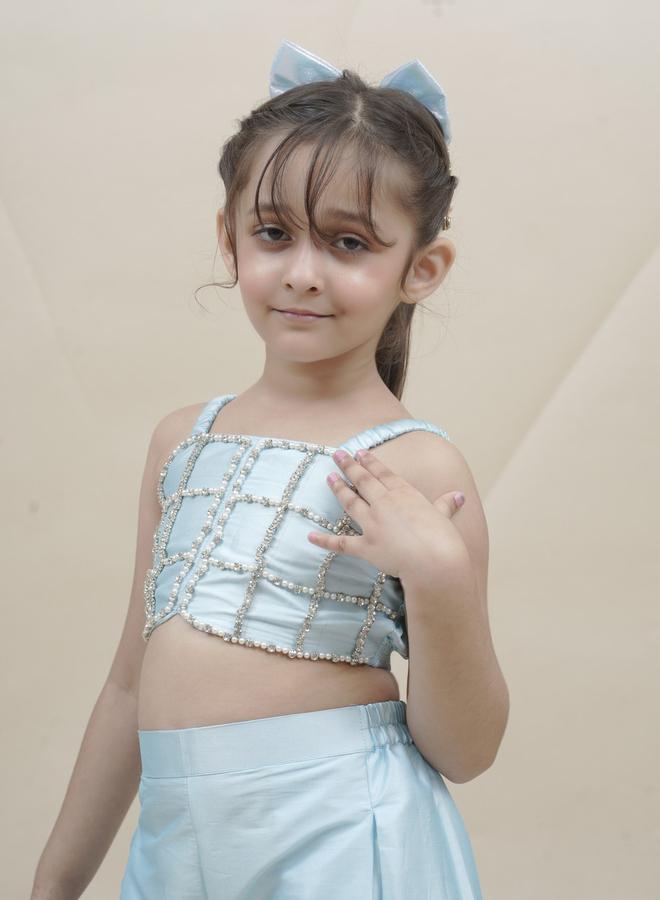 Maithili Embellished Strappy Crop Top and Pleated Palazzo Set - Image 3