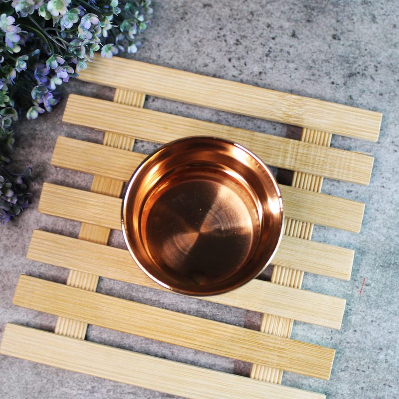 JDS Puja Articles Pure Copper Panch patra with Spoon for Pooja Dimensions 75cmx75cmx5cm Small - Image 2