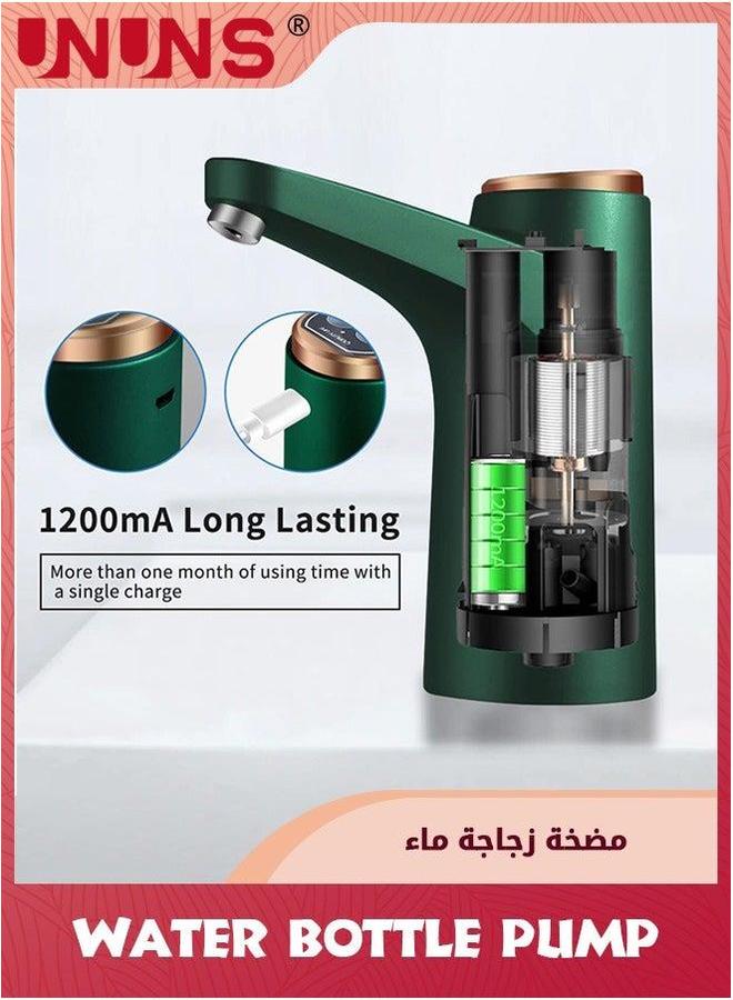 UNUNS مضخة موزع زجاجة الماء، ماء لزجاجة 5 جالون، شحن USB تطبيق شرب تلقائي للمنزل، المكتب، التخييم، أخضر - Image 4