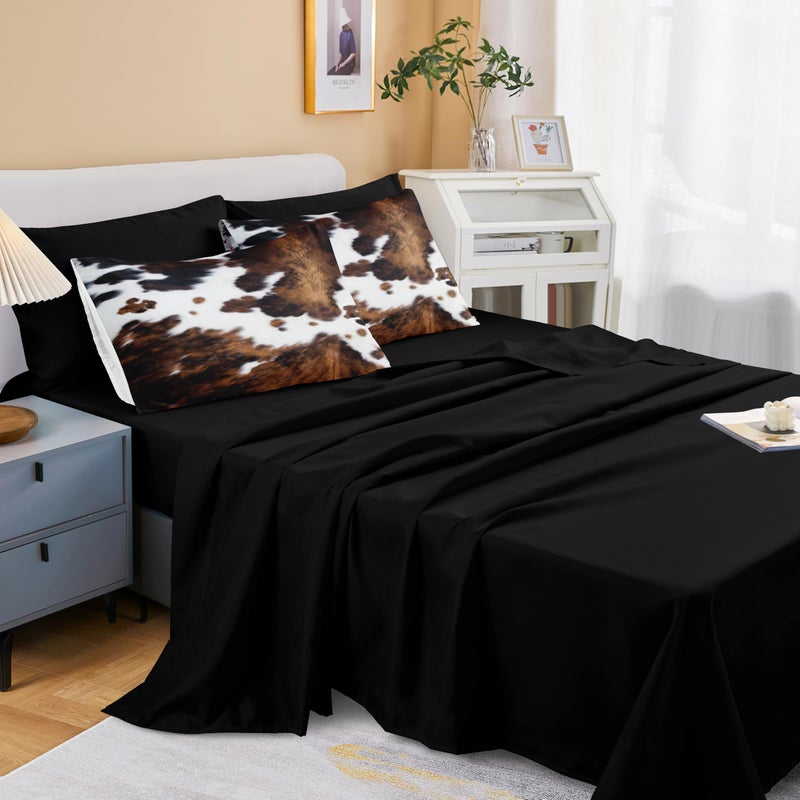 Bedbay Cow Print Comforter Set King Size Animal Skin Bedding 8 Pcs King Bed in a Bag Western Cowhide Rustic Bedding Brown Milk Cow Print Bedding Soft Cow Bed Set for All Seasons(Brown King) - Image 3