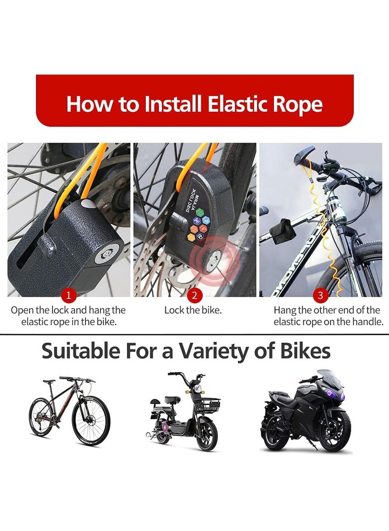 Gonice Alarm Disc Lock Set, Brake Lock, Anti-Theft Waterproof 110 dB 7mm Pin 5ft Reminder Cable for Motorcycles Bike Scooter Carry Pouch (1pcs Black) - Image 5