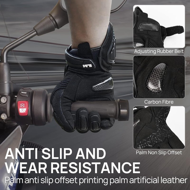ILM Motorcycle Gloves for Men and Women Touchscreen Riding Gloves Motorbike Motocross Dirt Bike ATV ModelWD01BlackLarge - Image 4