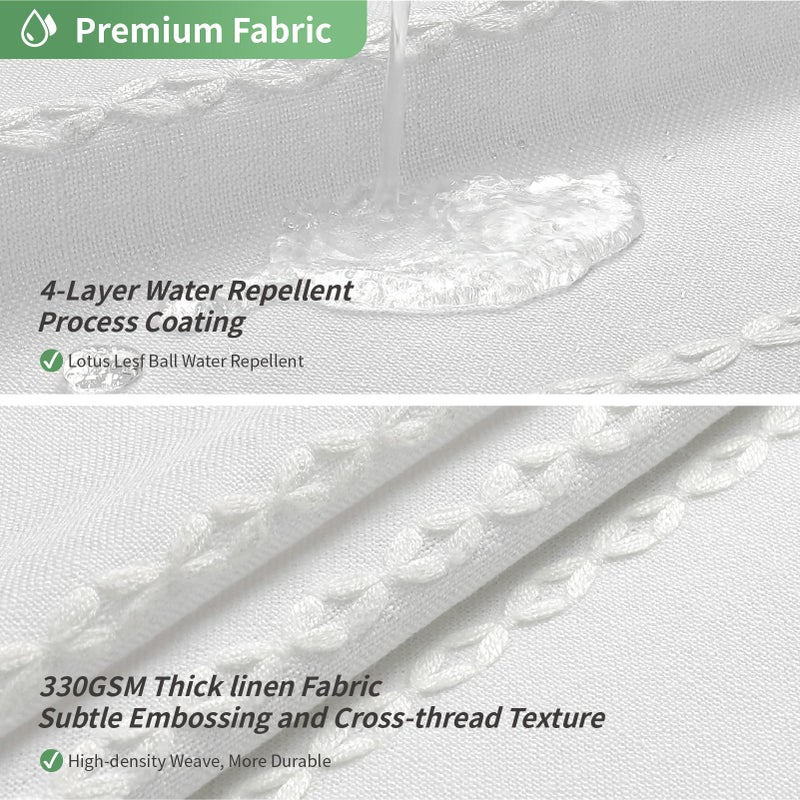 eachope eachope No Hook Boho Long Shower Curtain and Liner Set Linen Ultra Thick Fabric Shower Curtain Set with Tassel Tall Modern Farmhouse Country Neutral Cloth Shower Curtains for Bathroom White 71x80 - Image 3