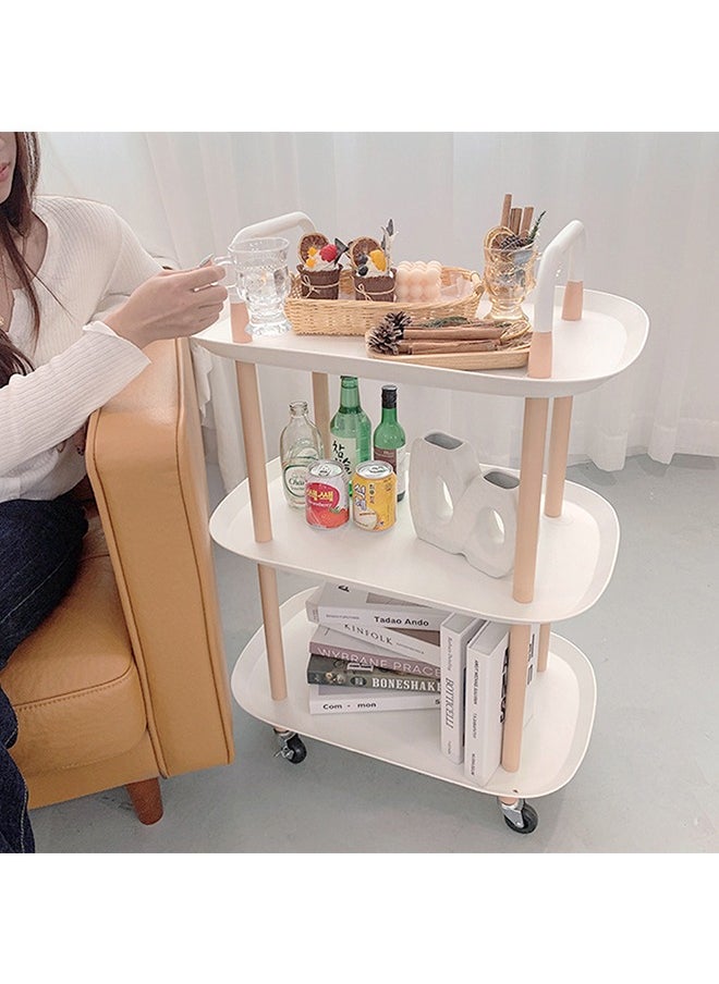 MIXDE - Large Side Table Sofa Snack Table 3 Tier Coffee Table End Table Desk Nightstand Bedside Table Rolling Cart Utility Cart Multi-Functional Trolley Cart Movable Storage Shelves for Living Room White - Image 1