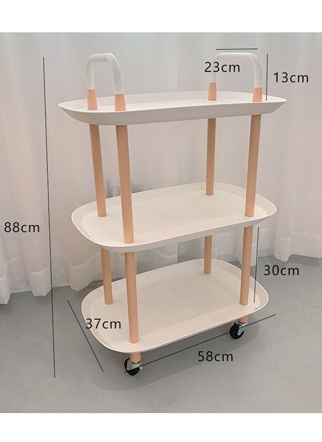 MIXDE - Large Side Table Sofa Snack Table 3 Tier Coffee Table End Table Desk Nightstand Bedside Table Rolling Cart Utility Cart Multi-Functional Trolley Cart Movable Storage Shelves for Living Room White - Image 1