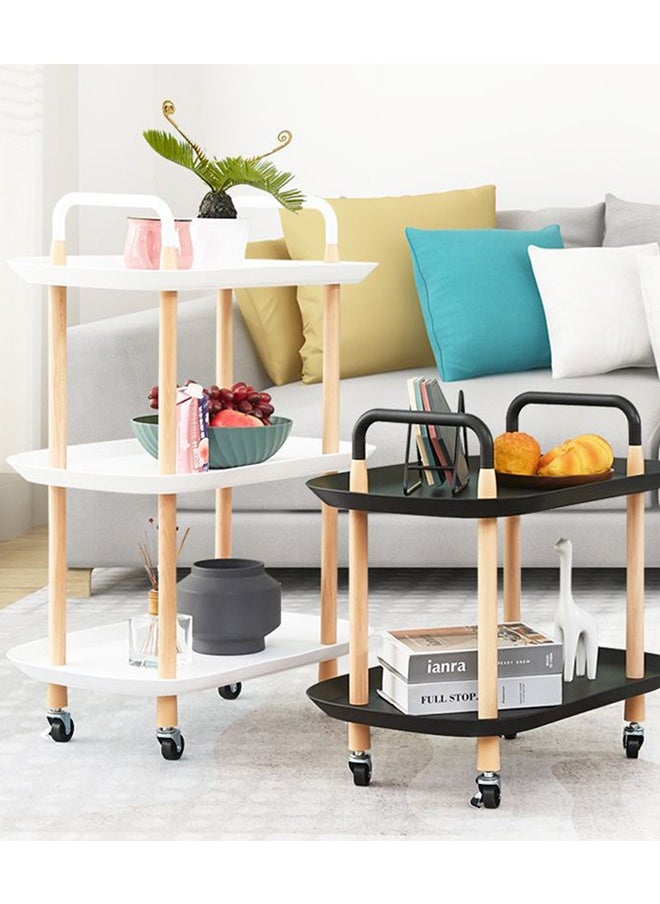 MIXDE - Large Side Table Sofa Snack Table 3 Tier Coffee Table End Table Desk Nightstand Bedside Table Rolling Cart Utility Cart Multi-Functional Trolley Cart Movable Storage Shelves for Living Room White - Image 1