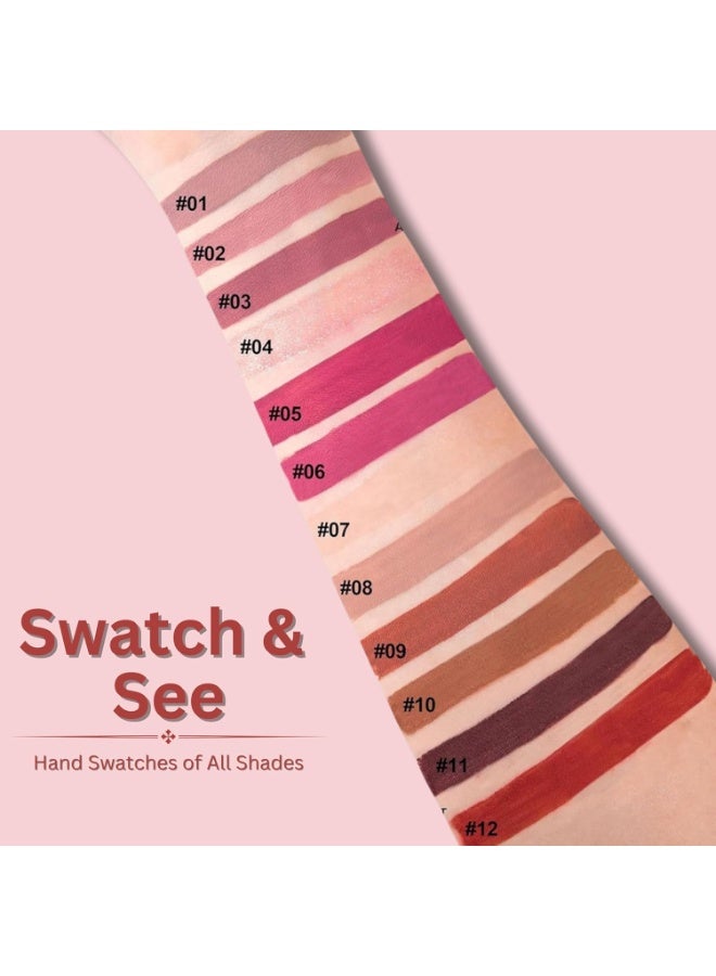 هدى كراش مجموعة أحمر الشفاه السائل من HUDACRUSH، مكونة من 12 أحمر شفاه صغير، سلة هدايا راخي لطيفة للأخت والفتيات مع أحمر شفاه لامع مقاوم للماء ولون يدوم طويلاً - Image 4