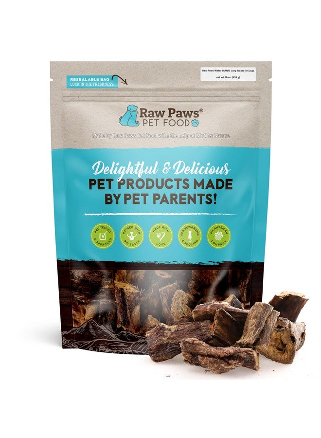 Raw Paws Water Buffalo Lung Treats for Dogs (16-Ounce) - Packed in USA - Free Range Buffalo Lung for Dogs - Water Buffalo Raised Without Antibiotics or Added Hormones - Dried Lung Steak Dog Treats - Image 1