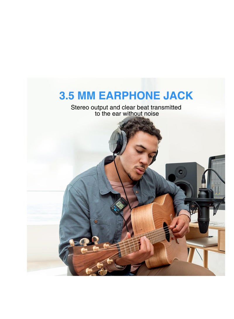 SYOSI مترونوم رقمي، مترونوم إلكتروني مصغر قابل لإعادة الشحن بشاشة LCD، صوت بشري، مشبك، 10 أصوات إيقاع، حجم صوت عالي وقابل للتعديل، مترونوم محمول M65 للبيانو، الجيتار، الناي، الكمان، الطبول (أسود) - Image 4