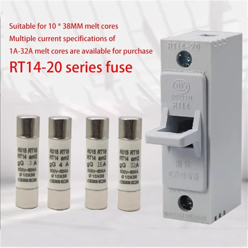 RT18 16 19 20A 380V قاعدة فيوز أنبوب السيراميك 10x38mm فيوز 2A 20 قطعة - Image 4